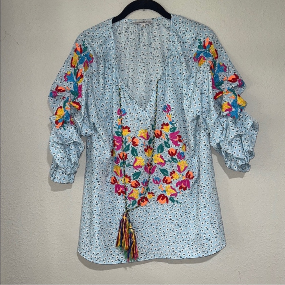 Vibrant Floral Embroidered Blouse